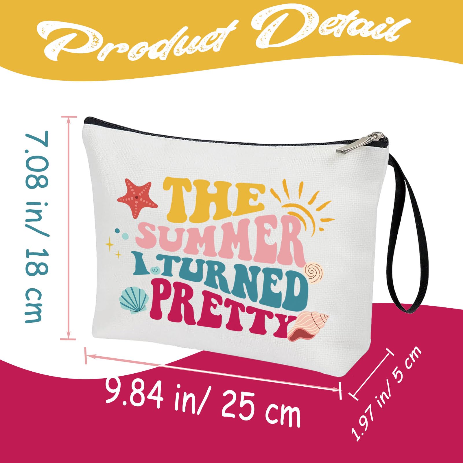 TV Show Inspired Makeup Bag for Women - 'I Turned Pretty' Fans Gift - Cosmetic Pouch with Zipper for Beach, Travel & Daily Use - Perfect Birthday Present for Friend, Daughter, Sister or Niece