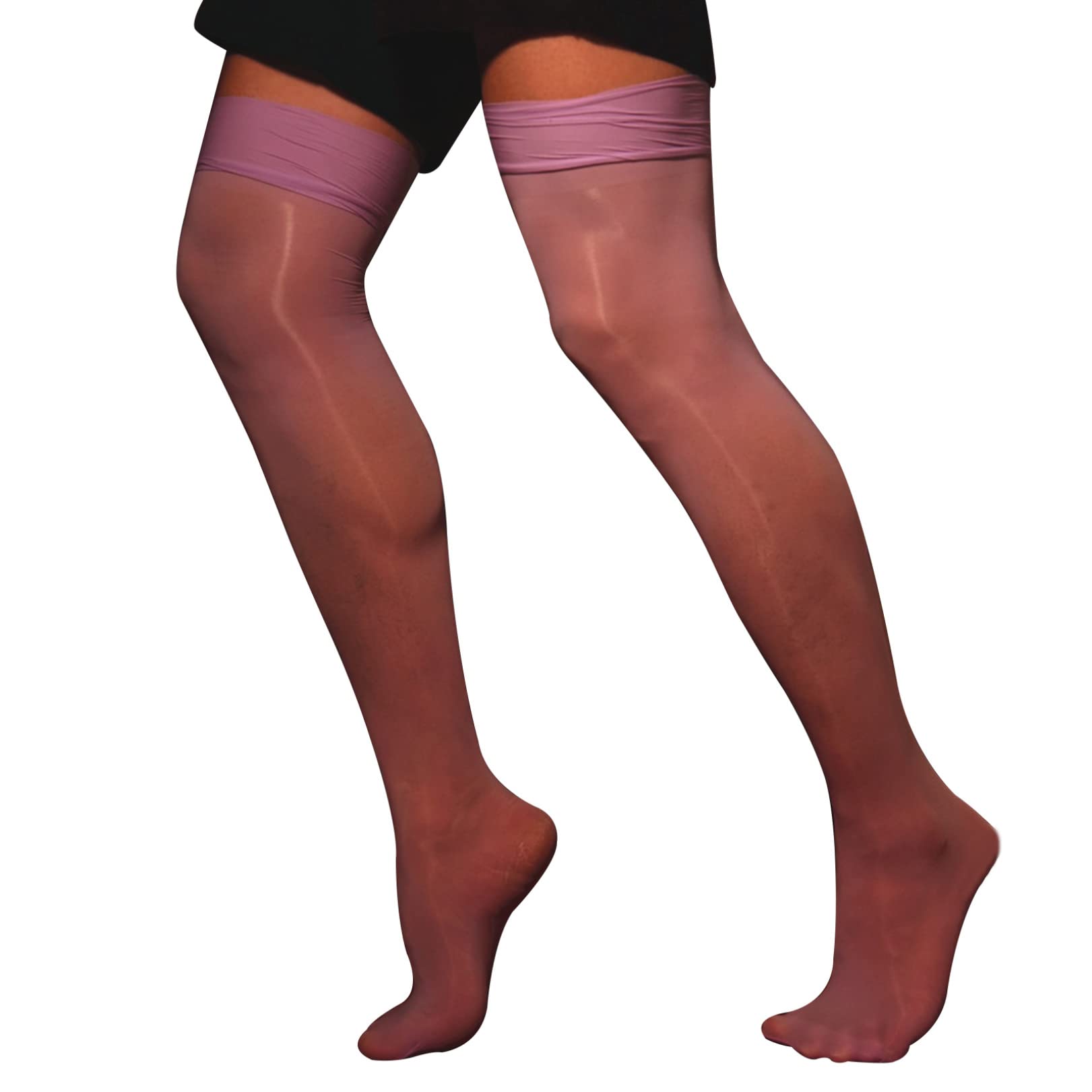 FEESHOW Men's Shiny Tight Stockings - High Gloss Oil Sheen Over Knee Socks for Crossdressing, Cosplay & Fetish Wear - Perfect for Halloween, Parties & Sensual Outfits