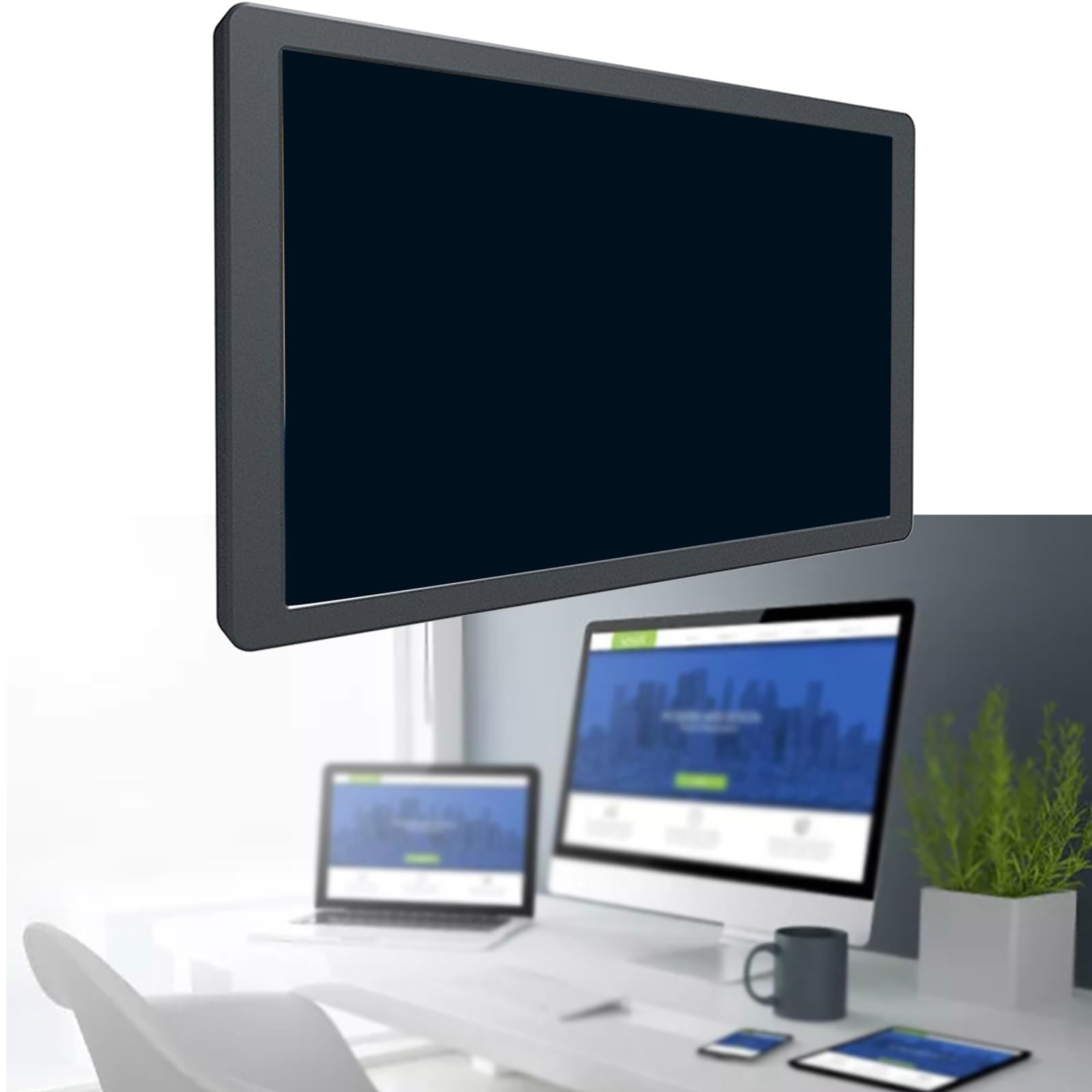JSGHGDF 8 Inch USB Portable Monitor 1920x800 HD Display for PC - Energy Saving, Temperature Monitoring - Ideal for Office Work, Gaming & Data Visualization