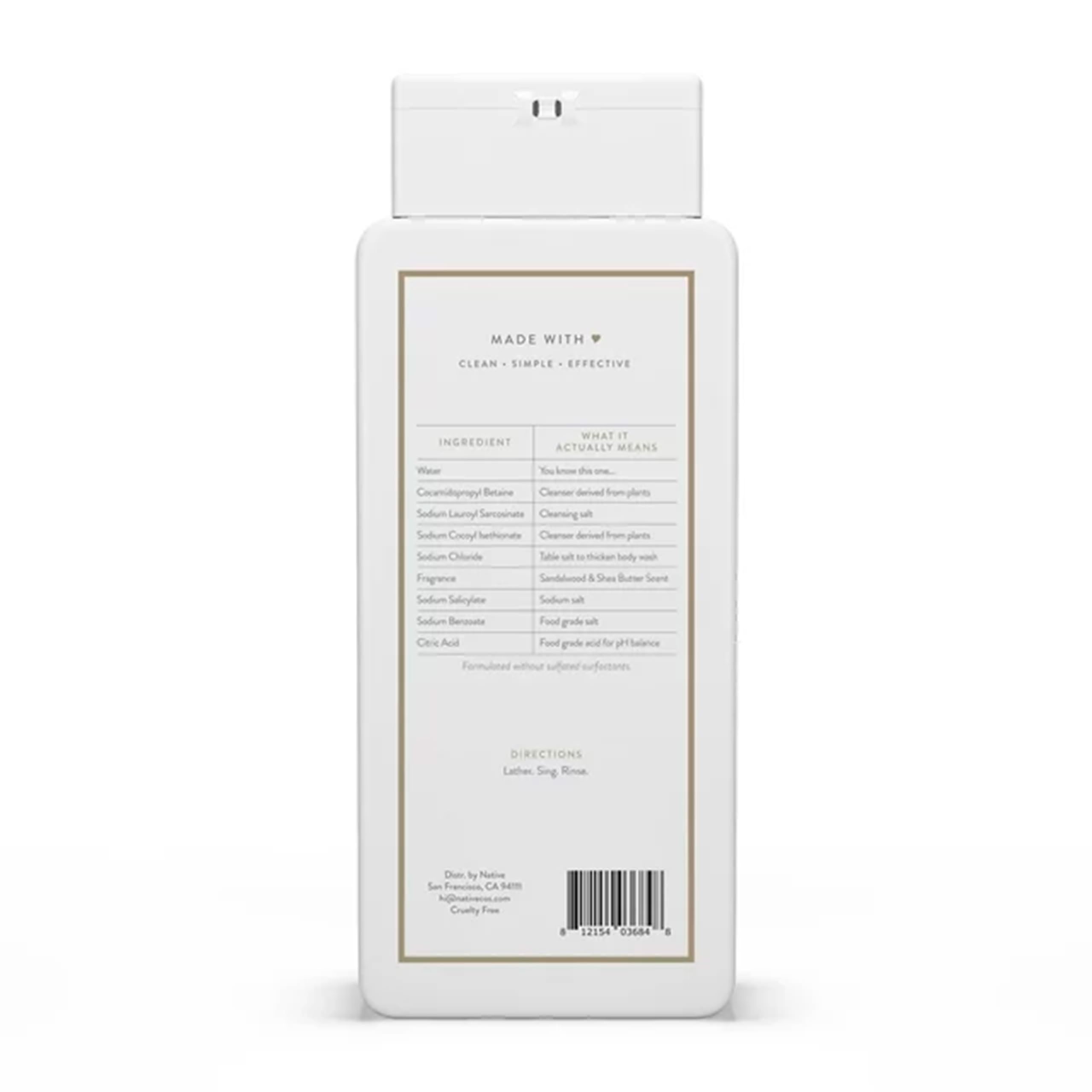 Organic Sandalwood & Shea Butter Body Wash - Moisturizing & Natural Body Cleanser - 18 Fl Oz (Pack of 1) - Perfect for Dry Skin & Relaxing Bath Time