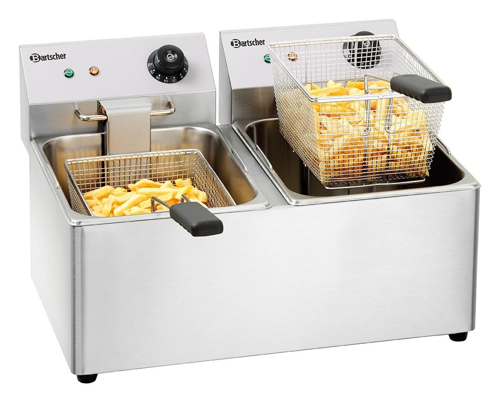 Bartscher SNACK IV Double Independent Deep Fryer 16L 6500W Stainless Steel - Perfect for Restaurants, Catering & Commercial Kitchens