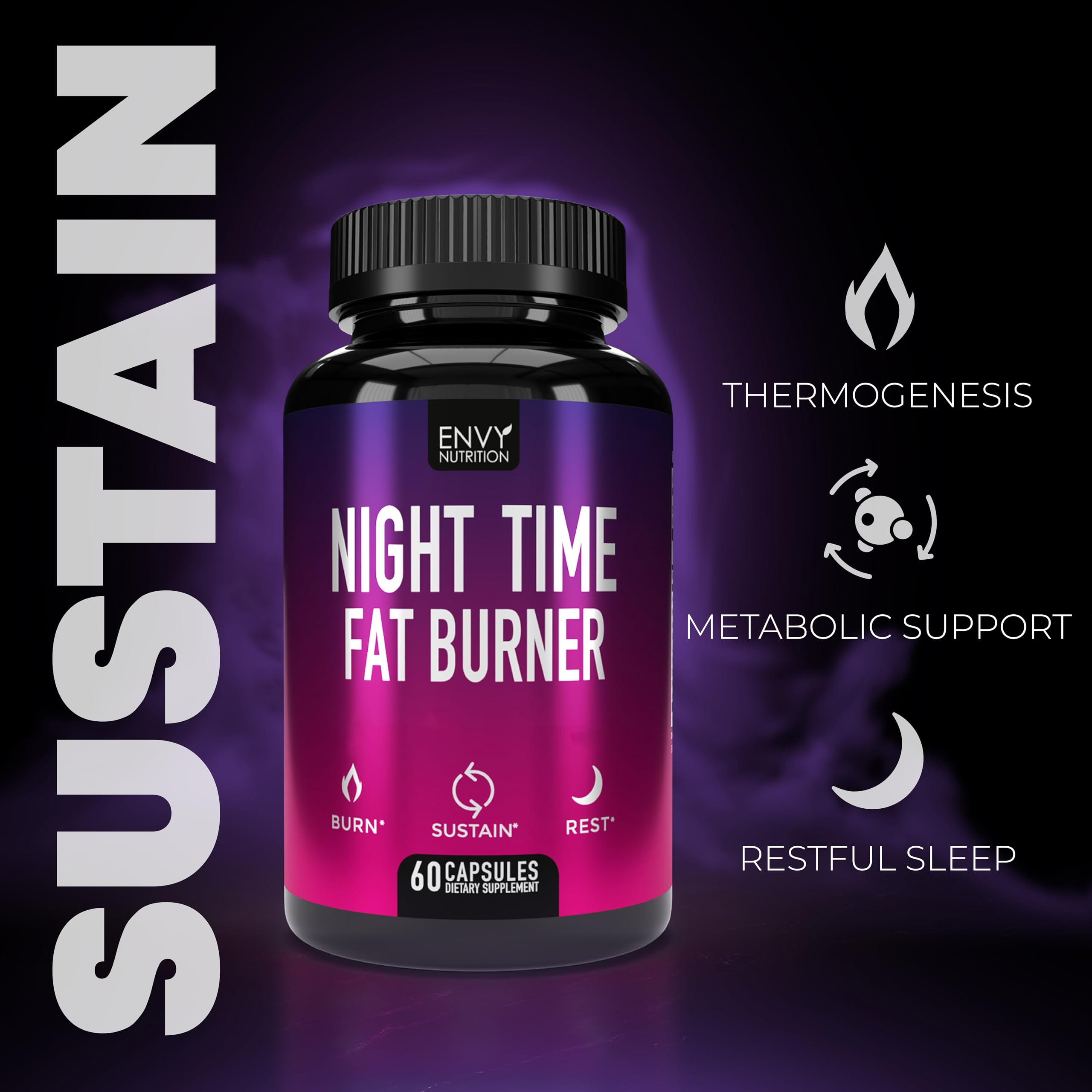 Best Night Time Fat Burner Supplements with Green Coffee Bean Extract - 60 Capsules for Weight Loss & Metabolism Boost | Supports Healthy Sleep & Evening Appetite Control