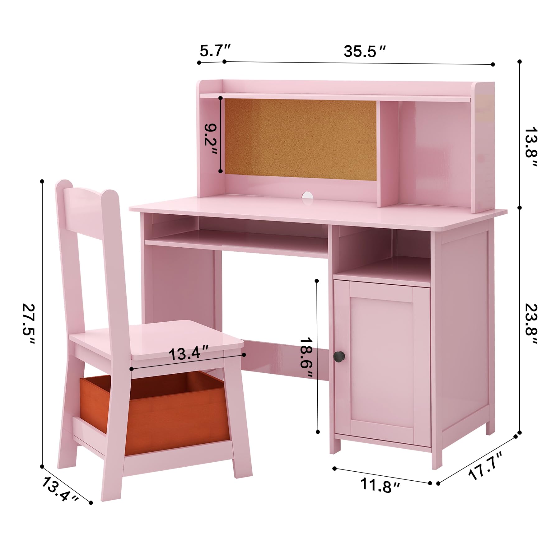 Pink Wooden Toddler Table and Chair Set for Kids - Study Desk with Storage, Craft Table, Kids Bedroom Furniture - Perfect Gift for Girls (Pink) - Ideal for Homeschooling, Arts & Crafts, and Playroom Activities