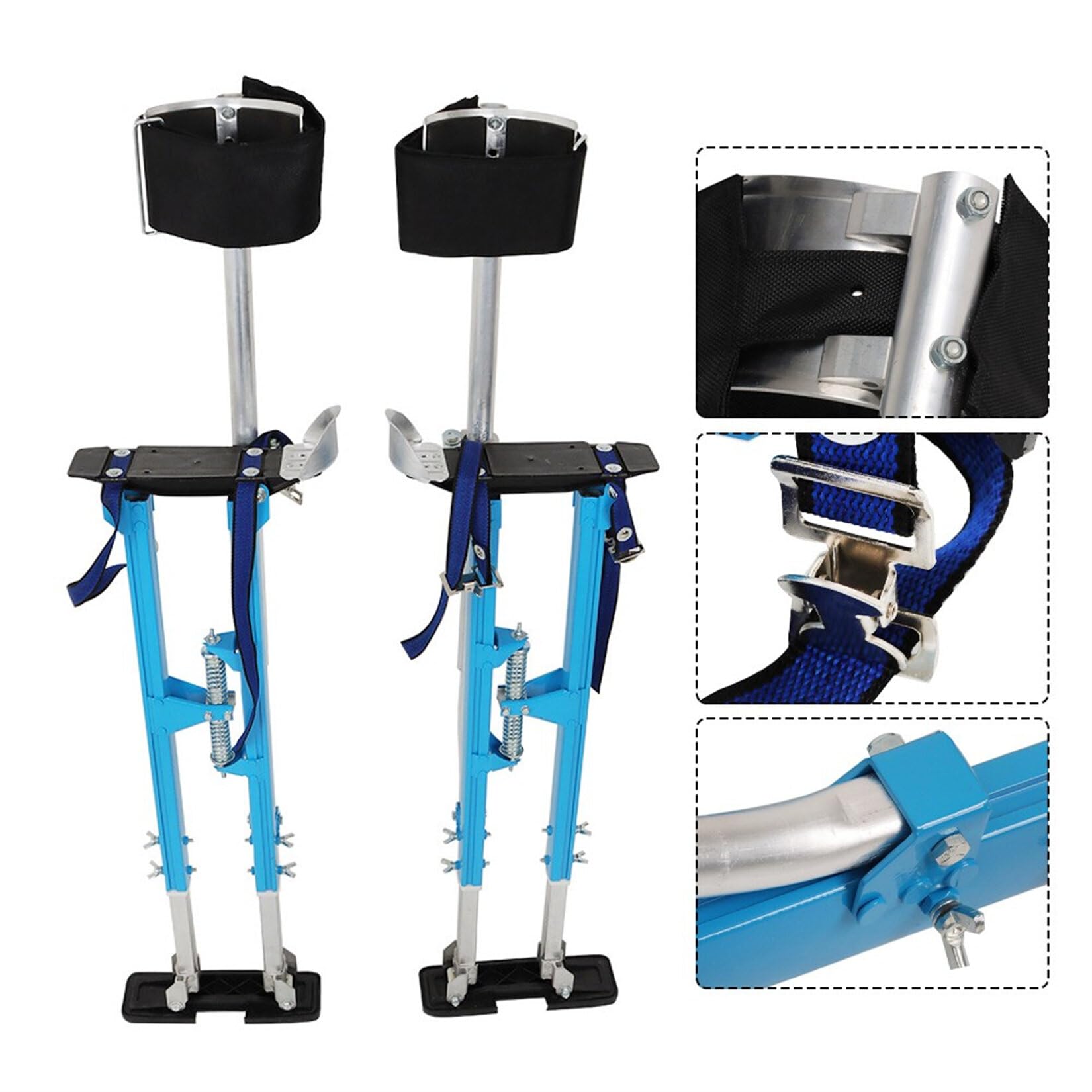 36-48 Inch Adjustable Aluminum Drywall Stilts - Blue Professional Painting & Cleaning Stilts for Construction, Ceiling Work & Home Renovation