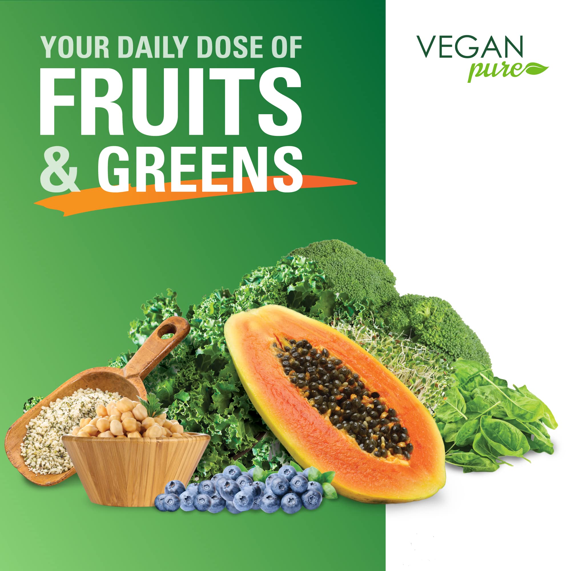 Organic Vegan Protein Powder with Superfood Greens - Vanilla Flavor | Plant-Based Meal Replacement for Smoothies, Shakes & Post-Workout Recovery