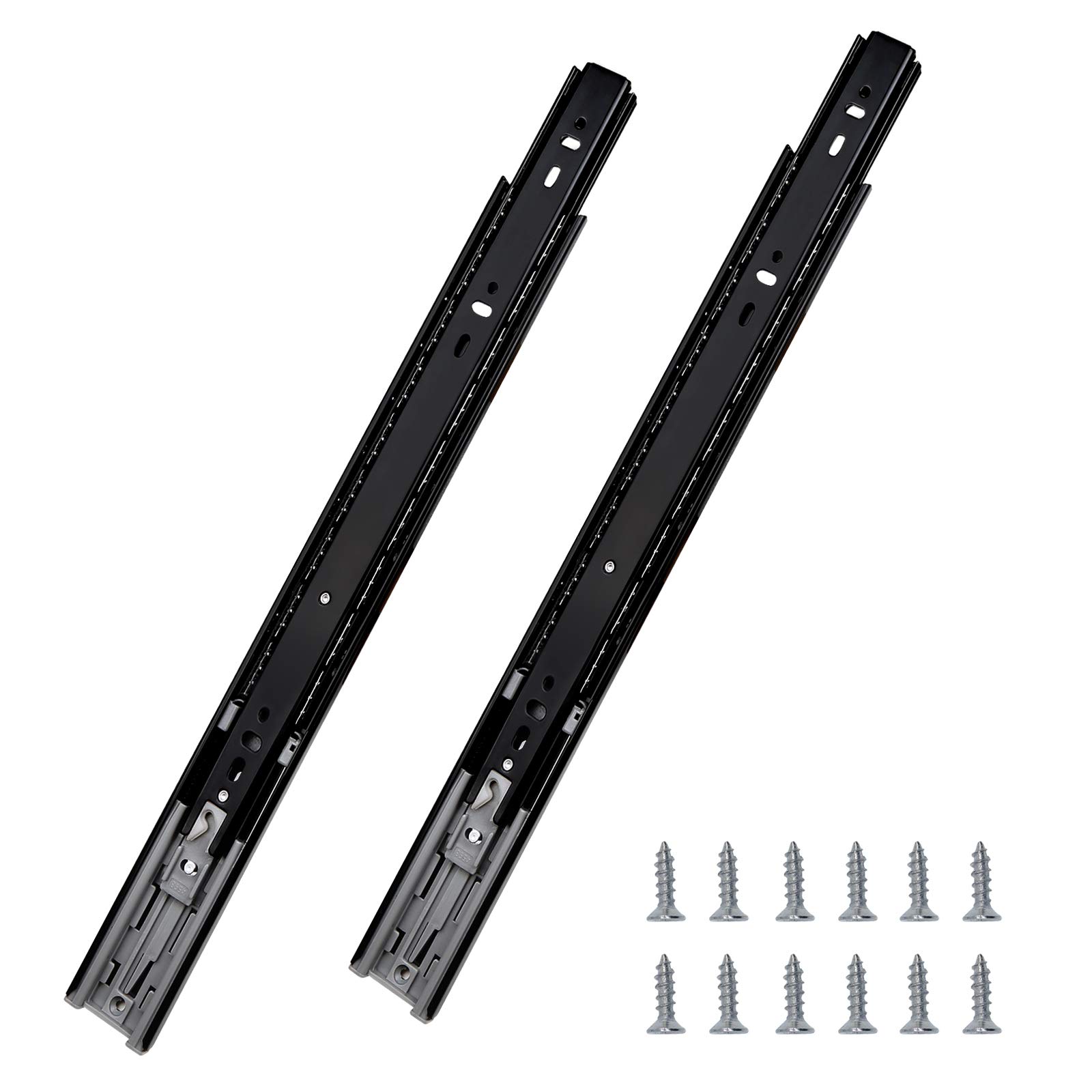 10 Pair Probrico 22 Inch Soft Close Drawer Slides - Heavy Duty Ball Bearing 3-Fold Full Extension Mounted Drawer Glides, Black Cold Rolled Steel Runners for Kitchen Cabinets & Furniture - Perfect for DIY Home Renovation & Cabinet Organization