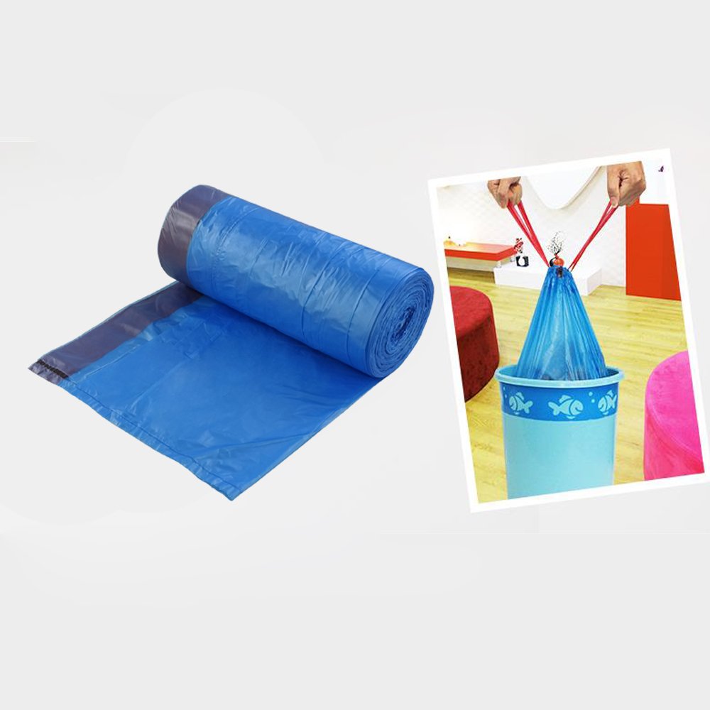 1.2 Gallon Small Trash Bags with Drawstring - 200 Count Blue Garbage Bags for Bathroom, Office, or Bedroom Waste Disposal