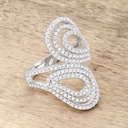 1ct CZ Rhodium Plated Pave Circle Ring for Women - Elegant Cubic Zirconia Wedding Band, Anniversary Gift, Party Jewelry