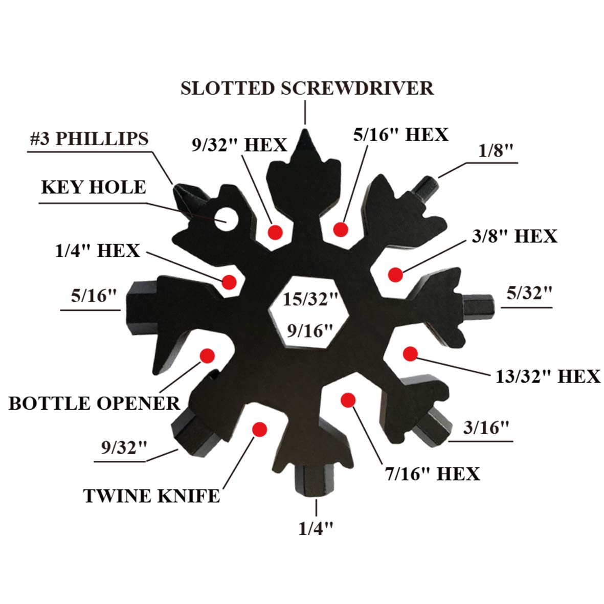 CASIMR 18-in-1 Stainless Steel Snowflake Multi Tool - Compact Portable Multitool for Camping, Hiking & Everyday Use - Perfect Christmas Gift for Men, Women, Teens & Kids - Unique Stocking Stuffer & Birthday Present for Dad