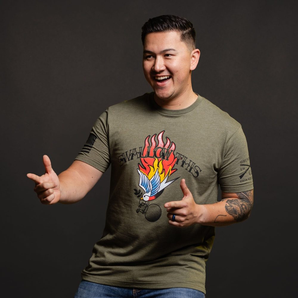 Swallow This T-Shirt - Military Green Cotton Tee for Men & Women | Casual Streetwear & Graphic Print Fashion