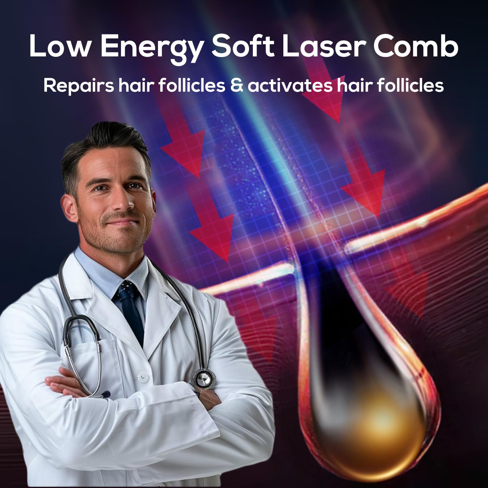 Laser Hair Growth Comb for Men & Women - Electric Scalp Massager with Red Light Therapy, Hair Loss Treatment & Thinning Solution - At-Home Hair Care Device for Daily Use & Salon-Like Results