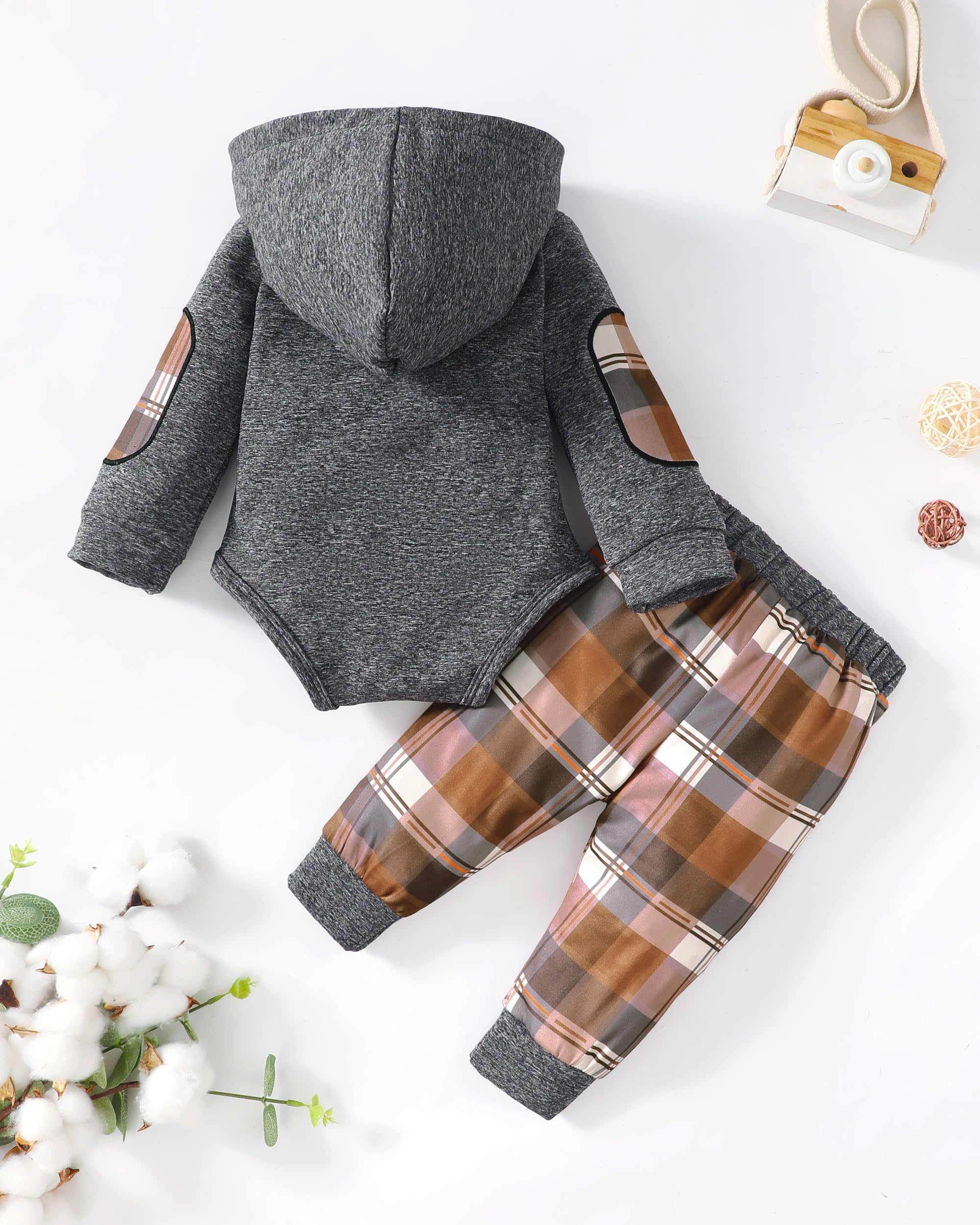 Premium Newborn Baby Boy Clothes - Soft Cotton Hoodie Romper Outfits for 0-18 Months | Fall Winter Infant Wear | Perfect for Family Photos, Playdates & Cozy Home Days