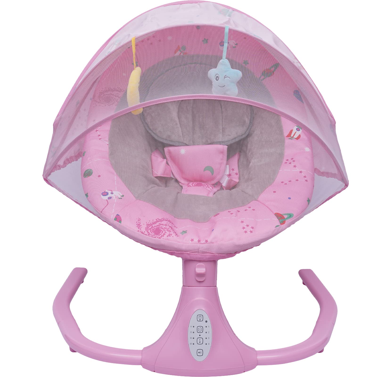 Baby Swing for Infants - Motorized Portable Rocker with 12 Lullabies, 4 Speed Settings & Remote Control | Lightweight Pink Swing with Natural Sway Motion | Perfect for Nursery, Travel & Soothing Fussy Babies