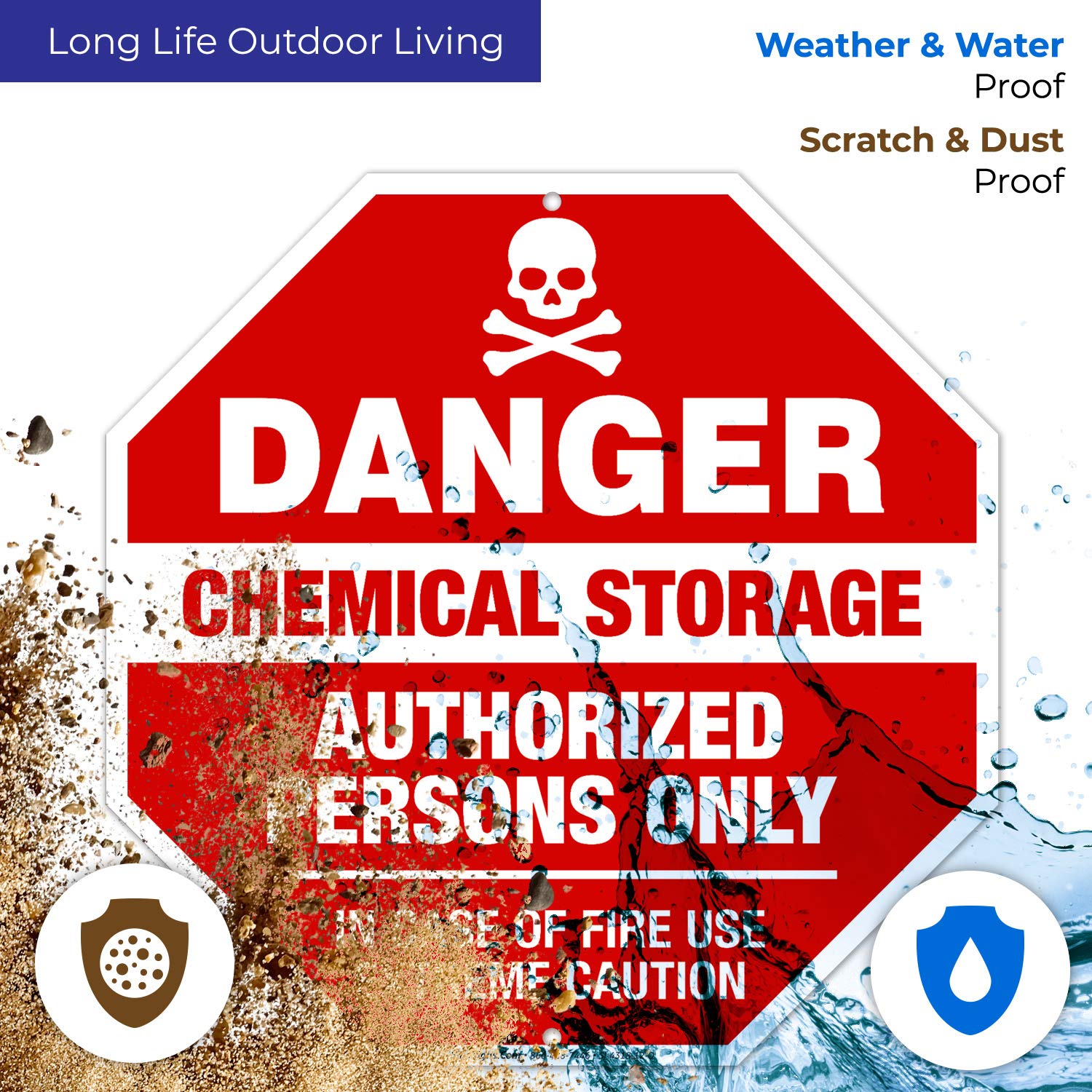 OSHA Approved Chemical Storage Danger Sign - 'Authorized Persons Only in Case of Fire' - 12x12 Inch Rust-Free .040 Aluminum Sign - Fade Resistant for Indoor & Outdoor Use - Made in USA - Perfect for Warehouses, Laboratories & Industrial Safety Compliance