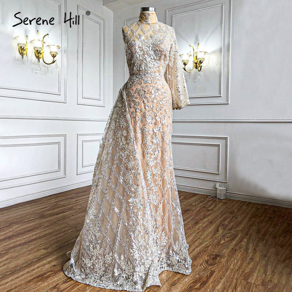 Elegant One Shoulder Beaded Mermaid Evening Dress with Skirt for Women - Luxury Party Gown 2025 | Perfect for Prom, Wedding, and Formal Events