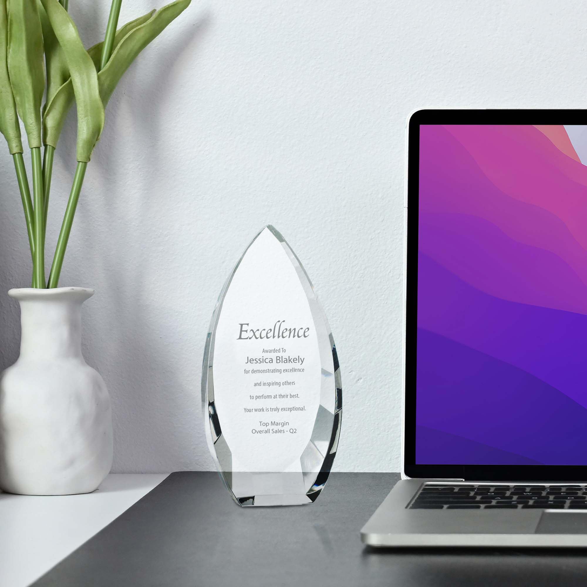 Custom Engraved Crystal Trophy Award with Elegant Black Gift Box | Employee Recognition Award | Perfect for Corporate Awards, Sales Incentives & Team Appreciation Gifts