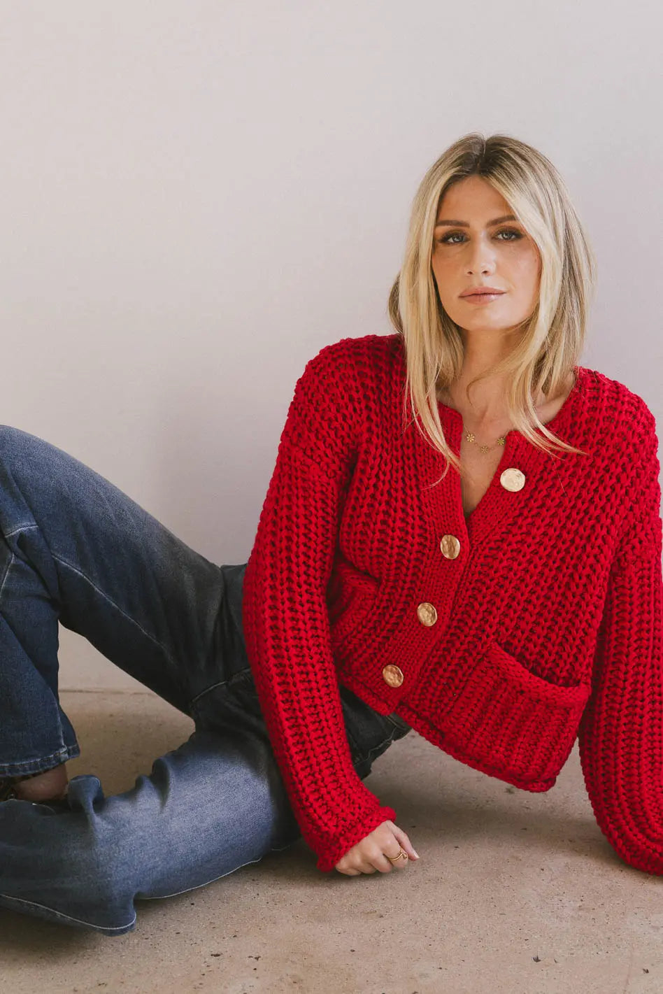 Janelle Knit Cardigan in Red | Cozy Women's Sweater | Perfect for Fall & Winter Outfits | FINAL SALE