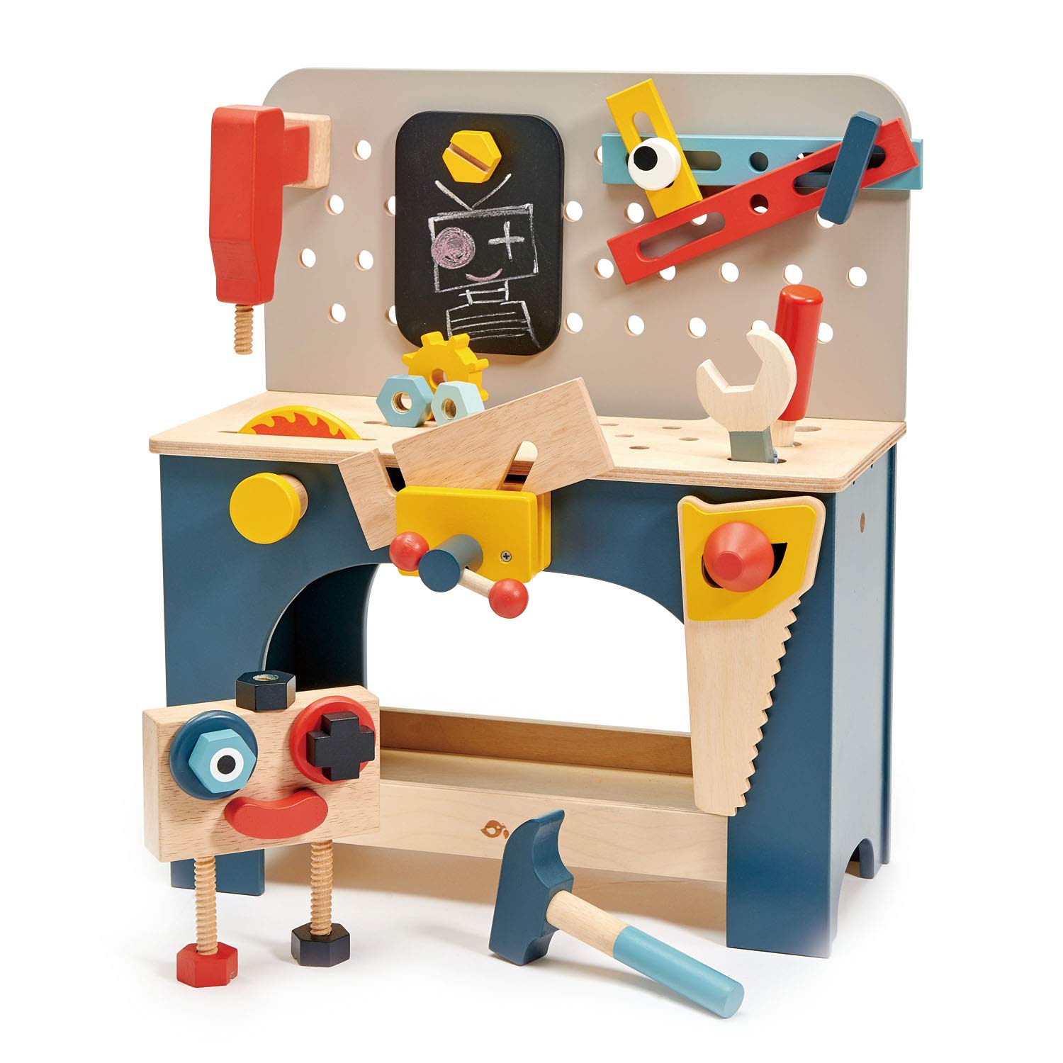 Tender Leaf Toys - Wooden Tabletop Tool Bench Construction Building Play Set for Kids Ages 3+ | STEM Learning Toy for Logical Thinking & Pretend Play | Perfect for Home, Classroom & Daycare Activities