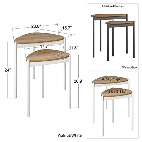 Novogratz Tallulah Walnut & Gray Nesting Tables - Set of 3 Modern Side Tables for Living Room, Bedroom & Office - Space Saving End Tables with Storage Shelf