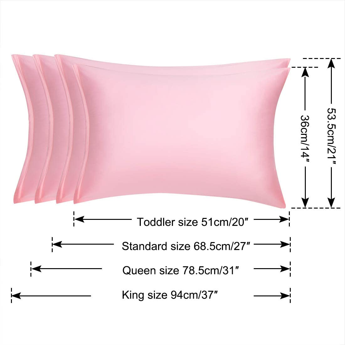 Luxury Satin Pillowcase Set of 2 with Zipper - 14x20 Inches Super Soft Silky Pillow Cover for Travel & Home - Blush Pink for Better Sleep & Hair Care
