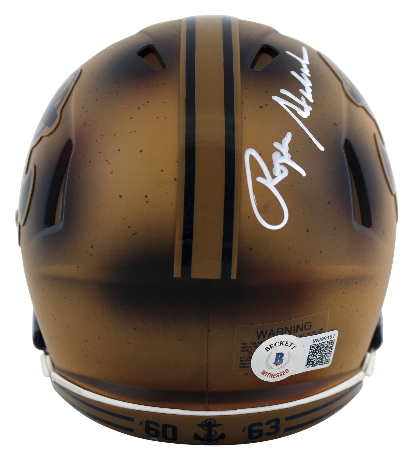 Roger Staubach Autographed Navy Midshipmen 2019 Throwback Bowl Riddell Revolution Mini Football Helmet - Collectible Memorabilia for Sports Fans and Navy Alumni