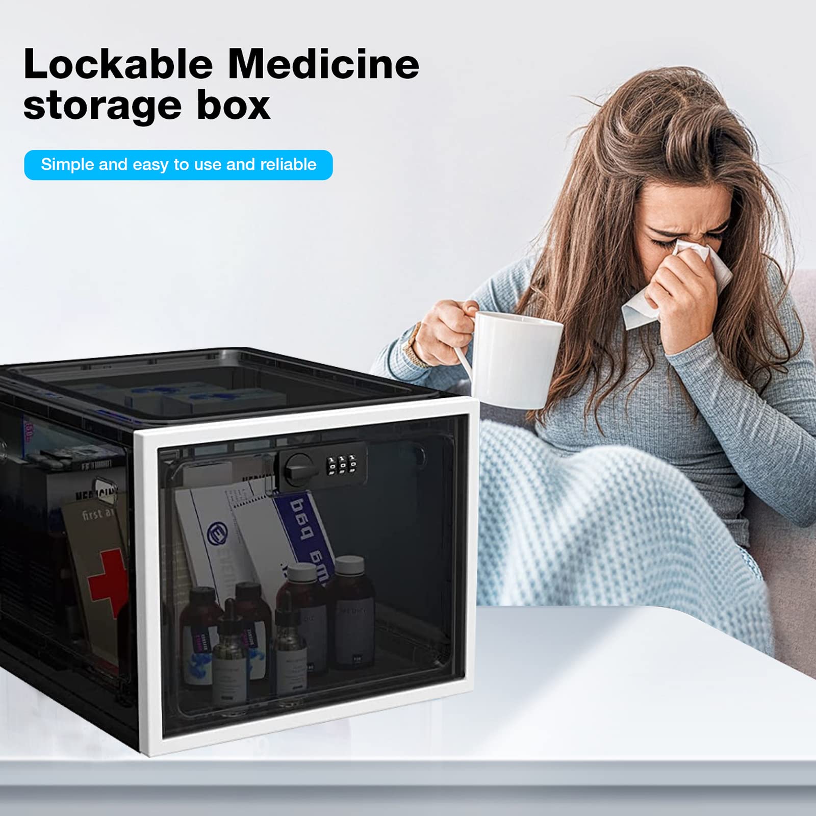 Lockable Medicine Storage Box - Transparent Plastic for Home Safety & Organization