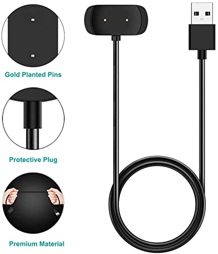Amazfit T-Rex 2 Charger Replacement - 2 Pack USB Charging Cable for Amazfit GTR 3 Pro/GTR 3/GTS 3 Smartwatch (Black) - Perfect for Travel, Gym & Daily Charging Needs