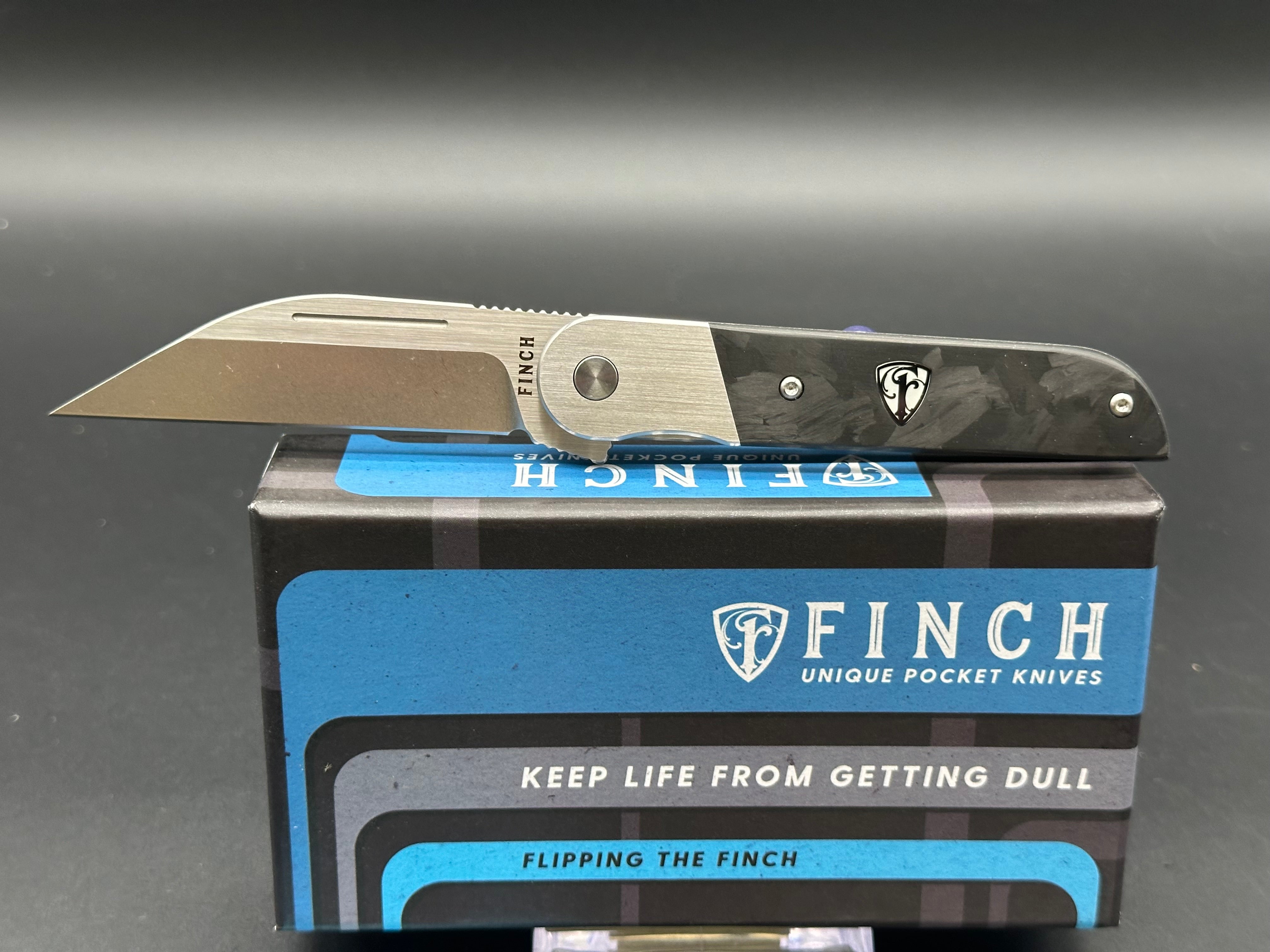 Finch Knife Co. Reciprocity Liner Lock Folding Pocket Knife - Black Carbon Fiber Handle, 3.1