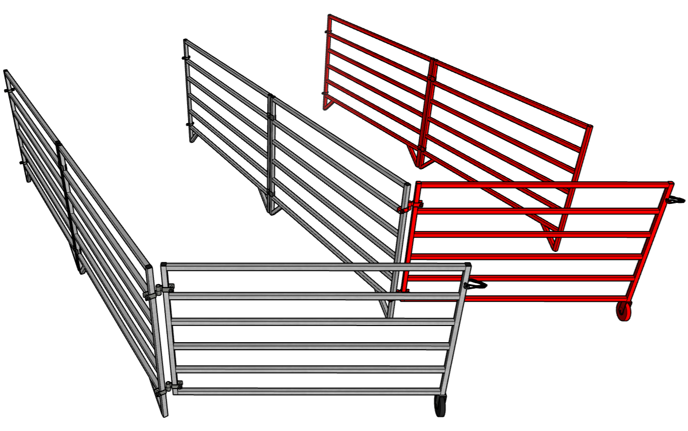 5 Ft X 10 Ft Aluminum 6-Rail Wall Mounted Horse Stall Kit (2 Panels + 1 Gate) - Perfect for Barns, Stables & Equine Facilities