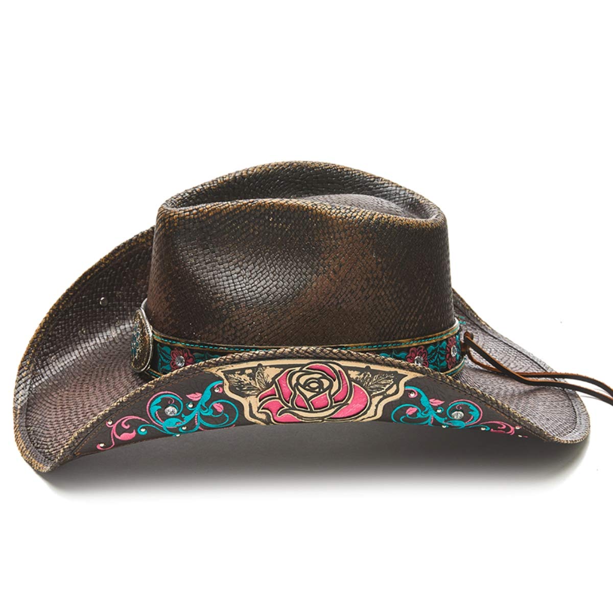 Stylish Women's Western Straw Hat with Rose Design - Perfect for Summer Outdoors, Beach Vacations & Country Rides