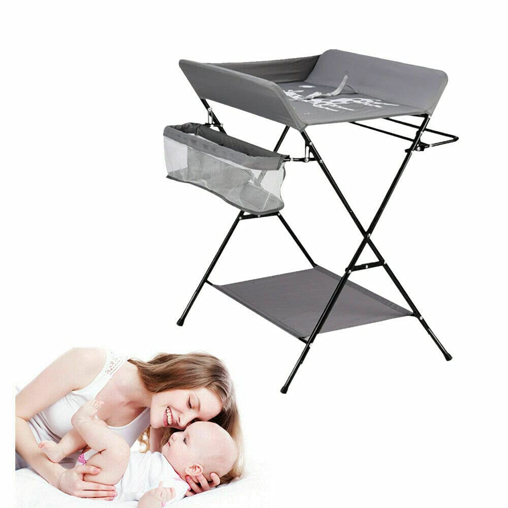 Foldable Baby Changing Table with Storage Bags - Adjustable Infant Care Station for Nursery, Daycare & Travel | Portable Diaper Changing Station for Newborns & Toddlers