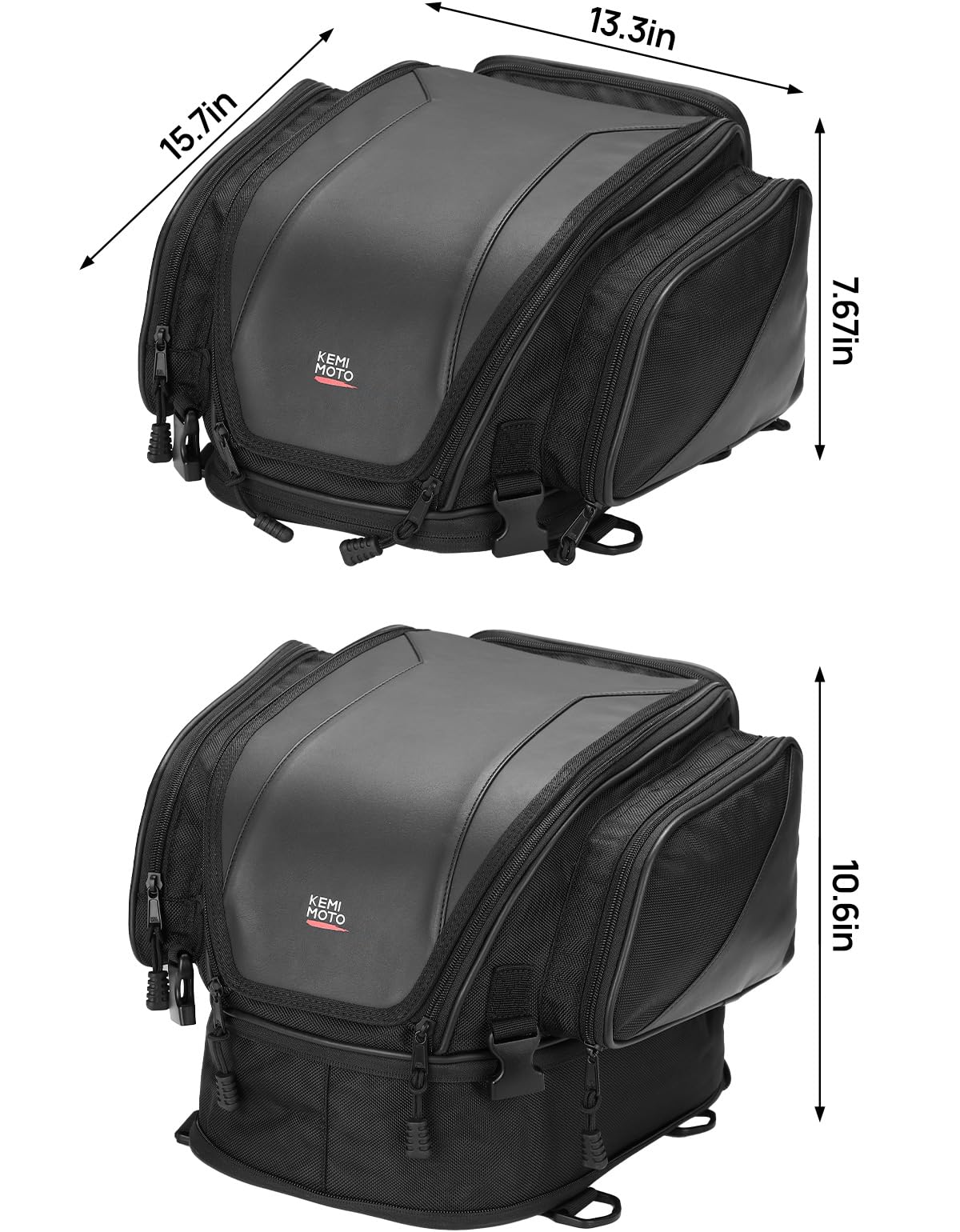 KEMIMOTO 18-22L Expandable Waterproof Motorcycle Tail Bag - Sissy Bar Luggage Seat Travel Rear Rack Bag for Harley Sportster, Softail, Dyna, Touring & Honda Shadow, Kawasaki Vulcan - Perfect for Long Rides, Commuting & Adventure Touring