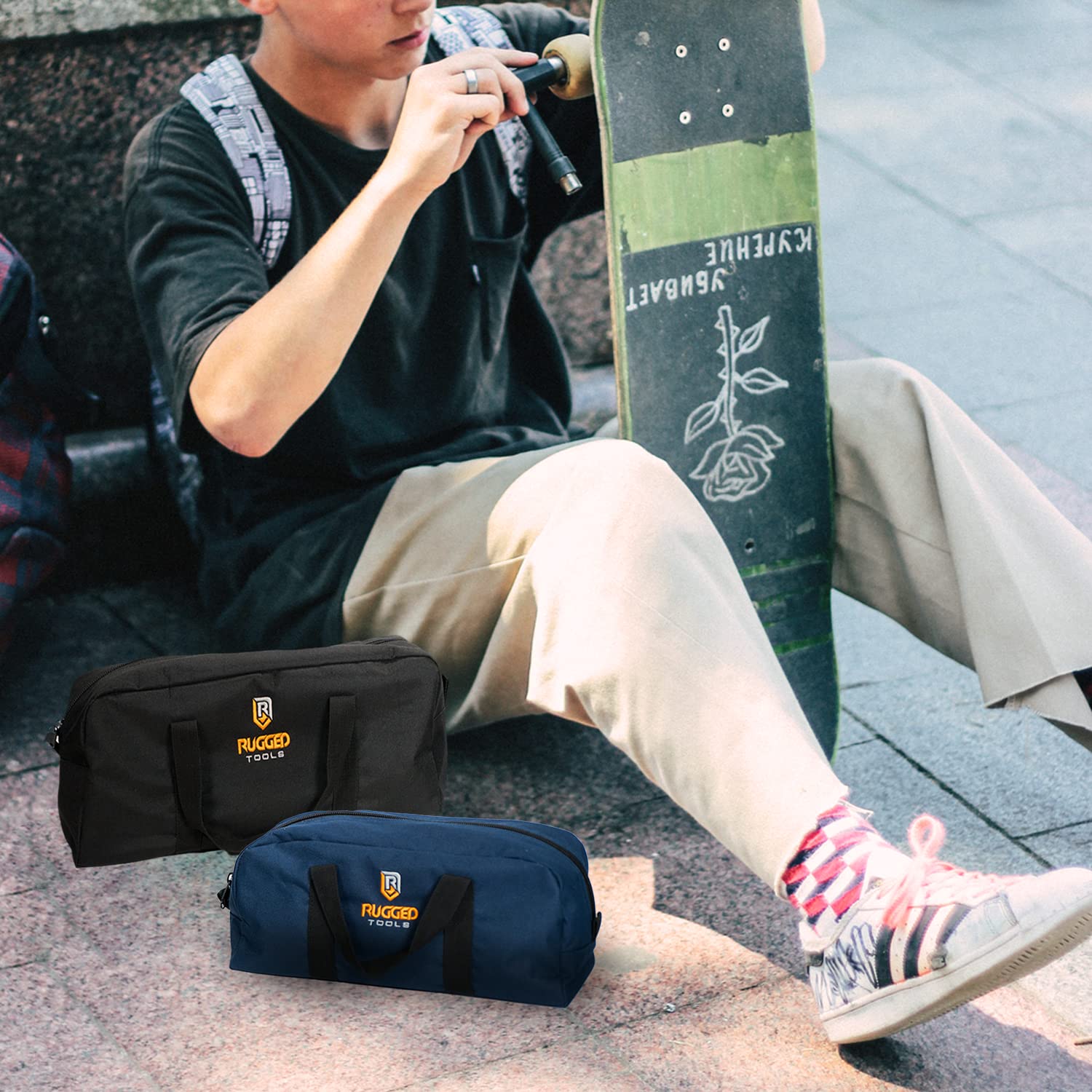 Rugged Tool Bag Combo - Small & Medium Organizer for Electricians, Plumbers, HVAC - Durable Worksite Storage