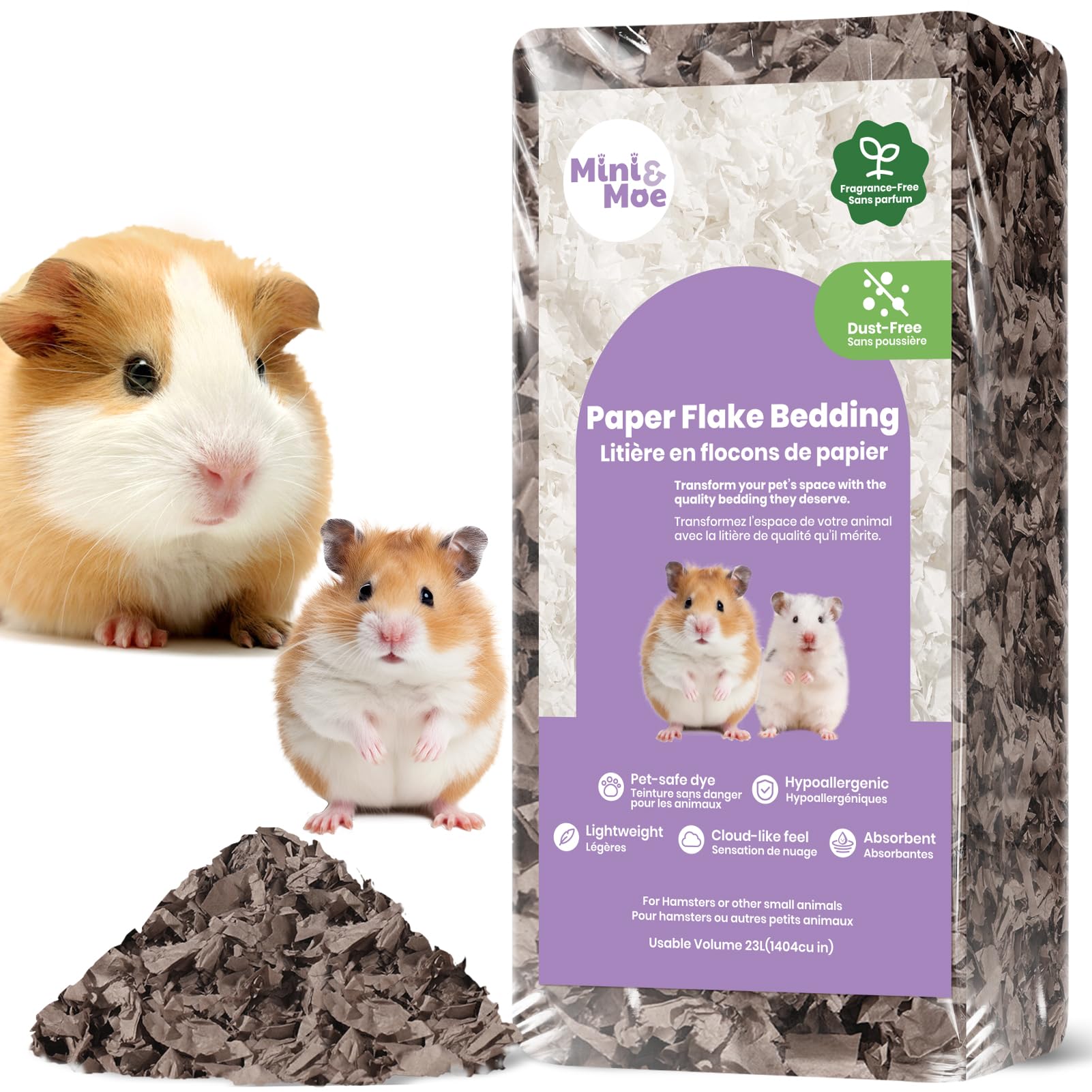 Premium Natural Paper Small Pet Bedding - Moisture Absorbent, Dust-Free for Guinea Pigs, Hamsters & Rabbits | 12L | Ideal for Cages, Nesting & Odor Control