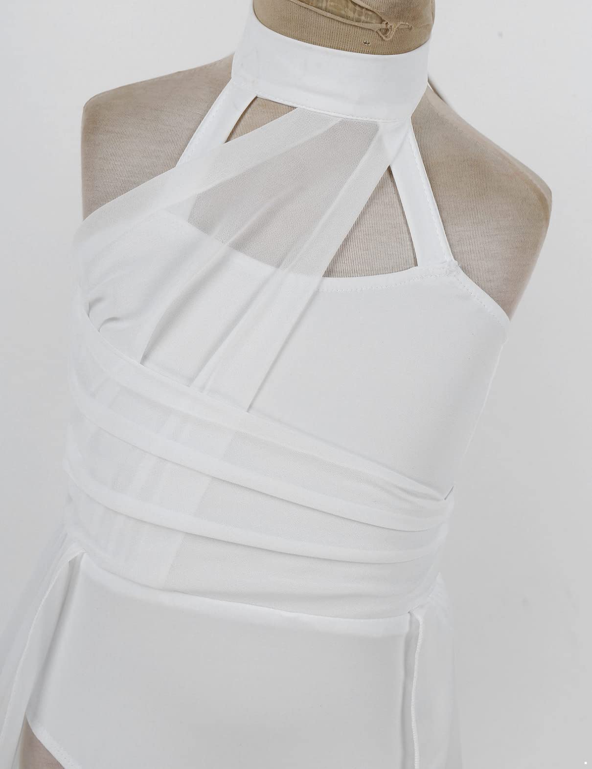 Sxiwei Girls Ballet Dance Leotard - Chiffon Halter Neck One Piece Dress for Ballroom, Lyrical & Contemporary Dance - Perfect for Recitals, Performances & Dance Classes