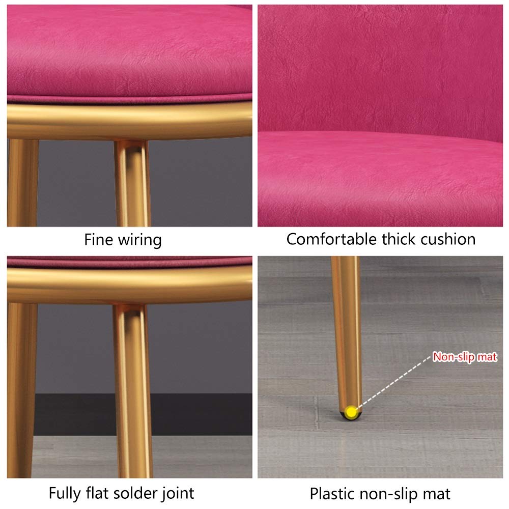 Ergonomic High Back Restaurant Chair - PU Leather Desk Chair for Home Office, Living Room & Bedroom - Comfortable Armless Leisure Chair in Pink | Perfect for Dining, Working & Relaxing
