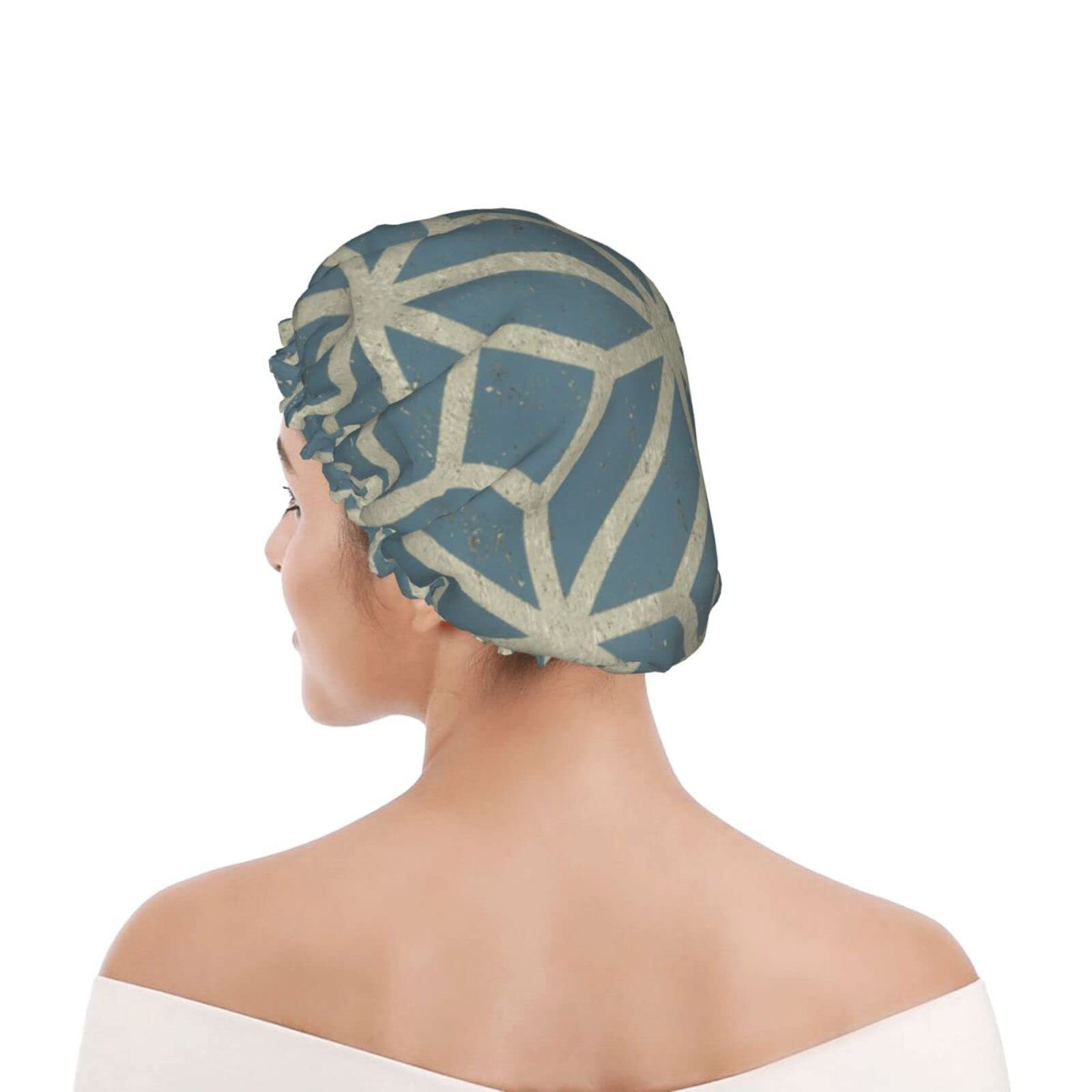 Waterproof Reusable Shower Cap for Women - Coral Pattern Double Layer Bathing Hair Cap | Shower, Spa, Swimming & Hair Care Protection