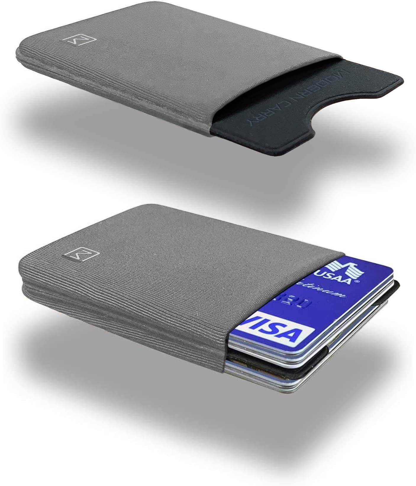 Elastic Minimal Card Holder - Slim Credit Card Wallet for Men & Women with 2 Card Slots, Ultra Thin Design, Perfect for Business Cards & Everyday Use (Gray)