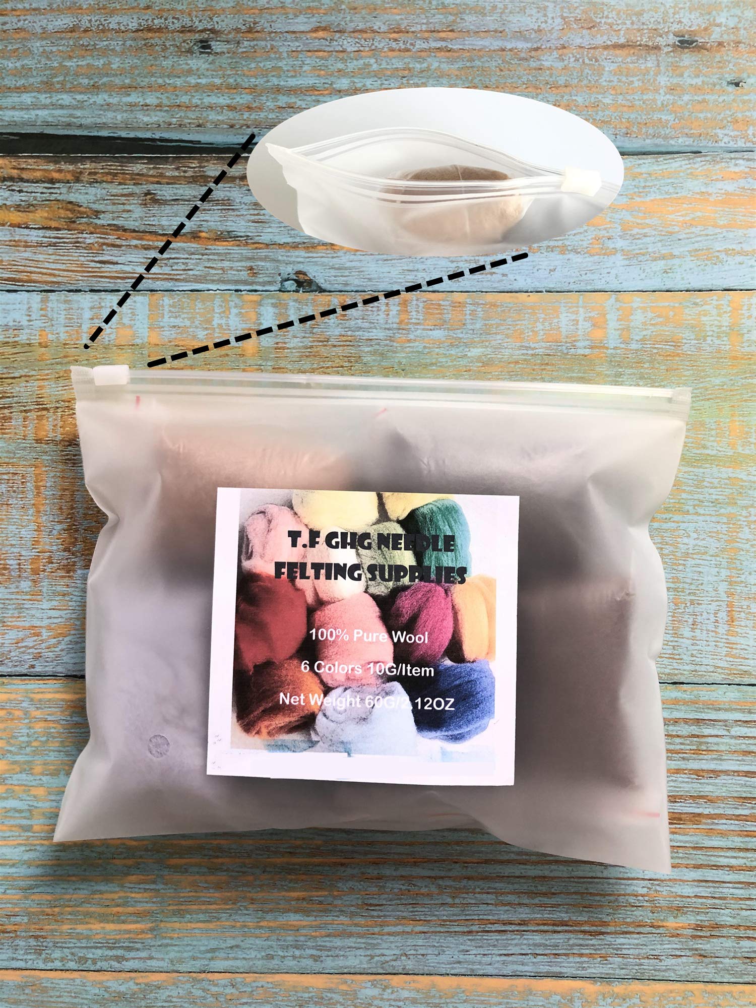 T.F GHG Needle Felting Wool Roving Kit - 8 Colors (15G/Color, 120G Total) 100% Natural Wool for DIY Yarn Crafts, Needle Felting Projects, Sculpting, and Beginner Fiber Art Supplies (Fresh)