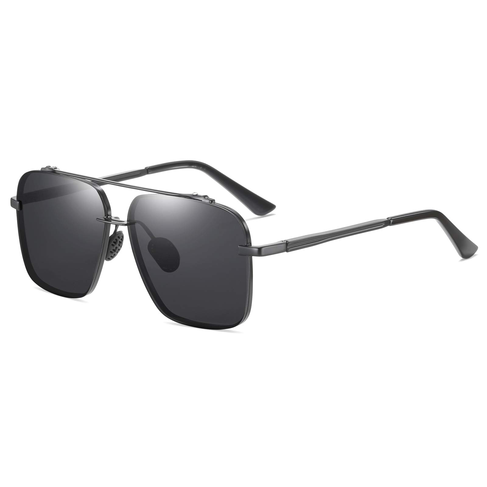 Polarized Aviator Sunglasses for Men - Oversized Square Metal Frame with Gradient UV Protection Lenses - Perfect for Driving, Fishing & Outdoor Activities