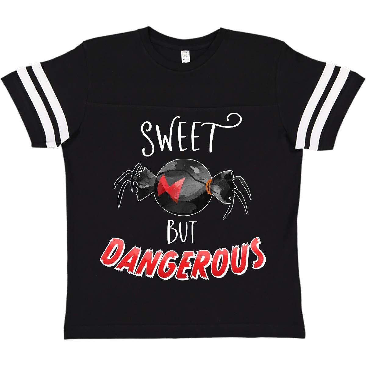 Inktastic Sweet But Dangerous Black Widow Spider Graphic Candy Youth T-Shirt | Halloween Costume, Cosplay, Spider-Themed Party Outfit