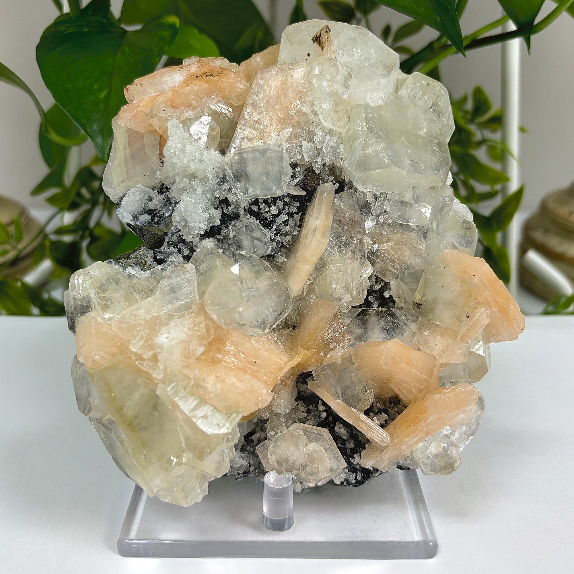Natural Apophyllite Chalcedony Heulandite Crystal Cluster - Rare Mineral Specimen for Collectors & Home Decor | Healing Crystal Display, Meditation Stone, Gift for Gem Lovers