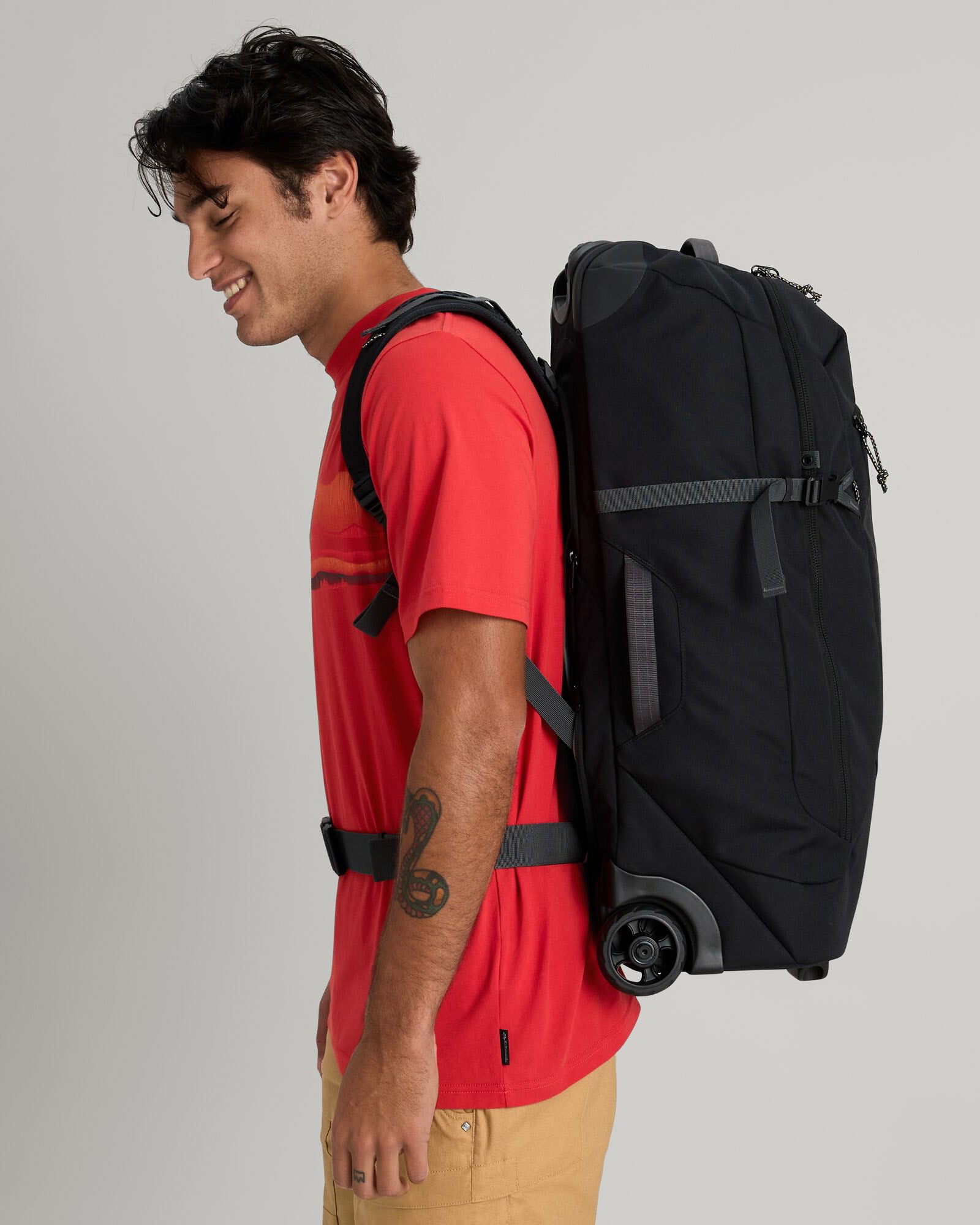 Hybrid Trolley v5 50L Black Stingray Waterproof Travel Backpack - Perfect for Camping, Hiking & Business Trips
