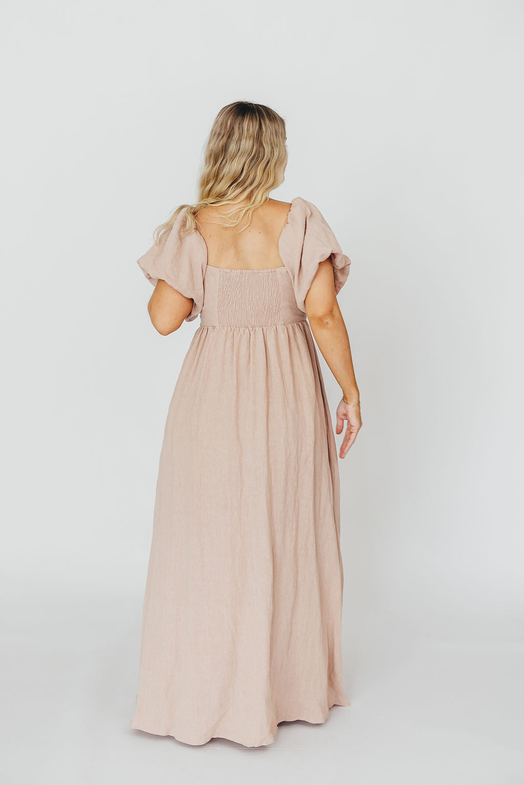 Candace Maxi Dress in Dusty Rose - 100% Linen Bump Friendly Maternity Dress for Pregnancy, Summer Beach & Casual Outings