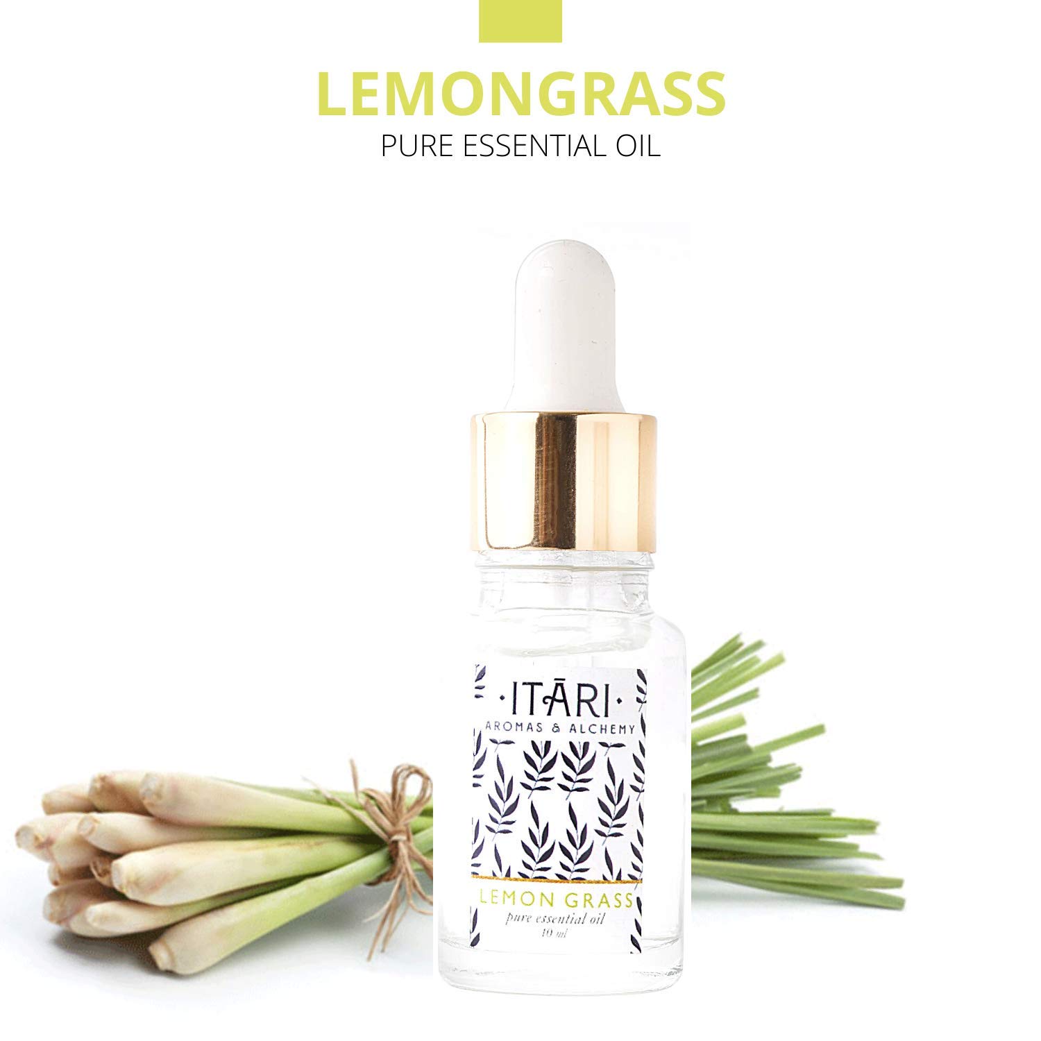 Itari 100% Pure Lemongrass Essential Oil - 10ml Natural Aromatherapy Oil for Hair Growth, Skin Care, Acne Treatment & Bug Repellent - Perfect for Diffusers, Massage & DIY Beauty Products