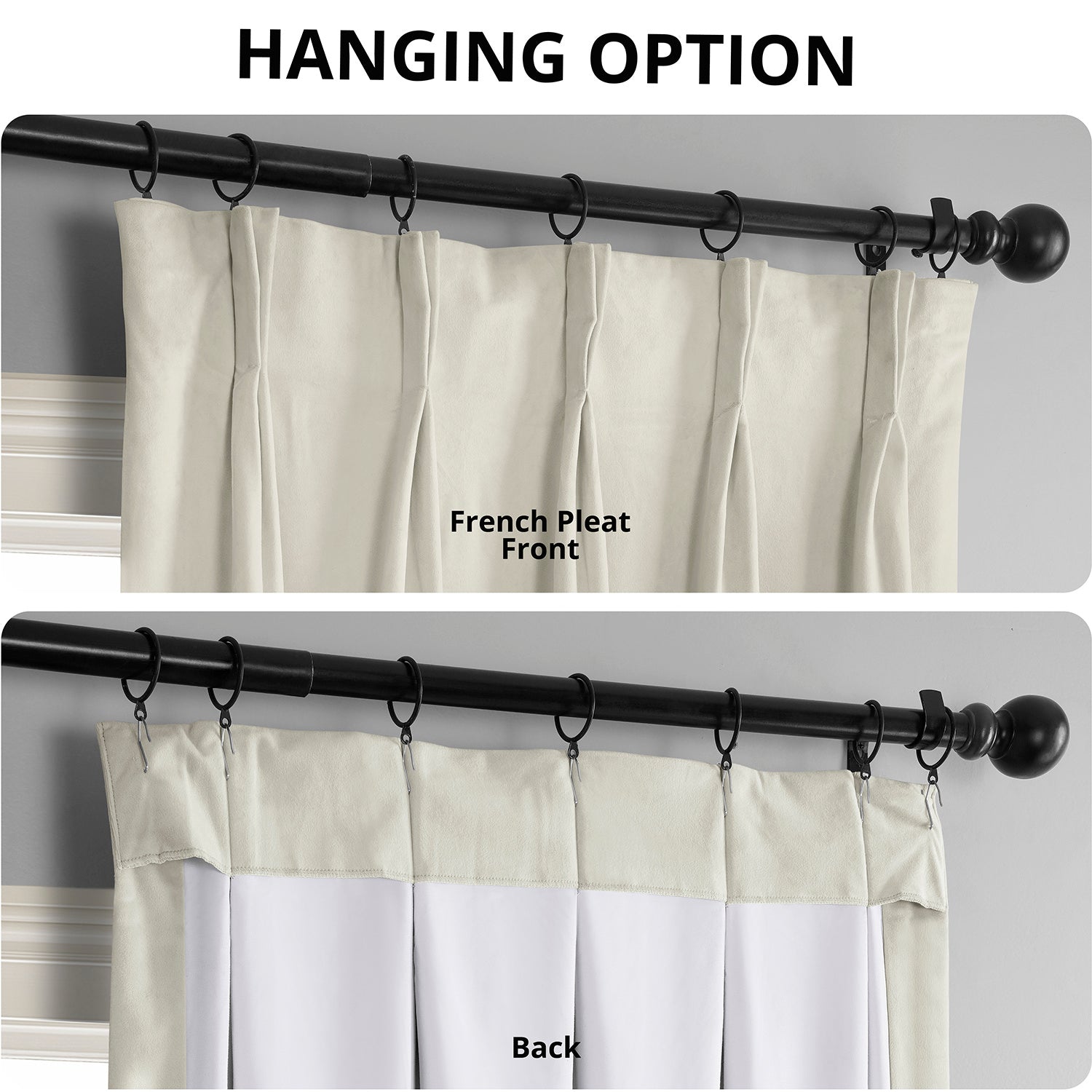 Porcelain White French Pleat Signature Velvet Blackout Curtain
