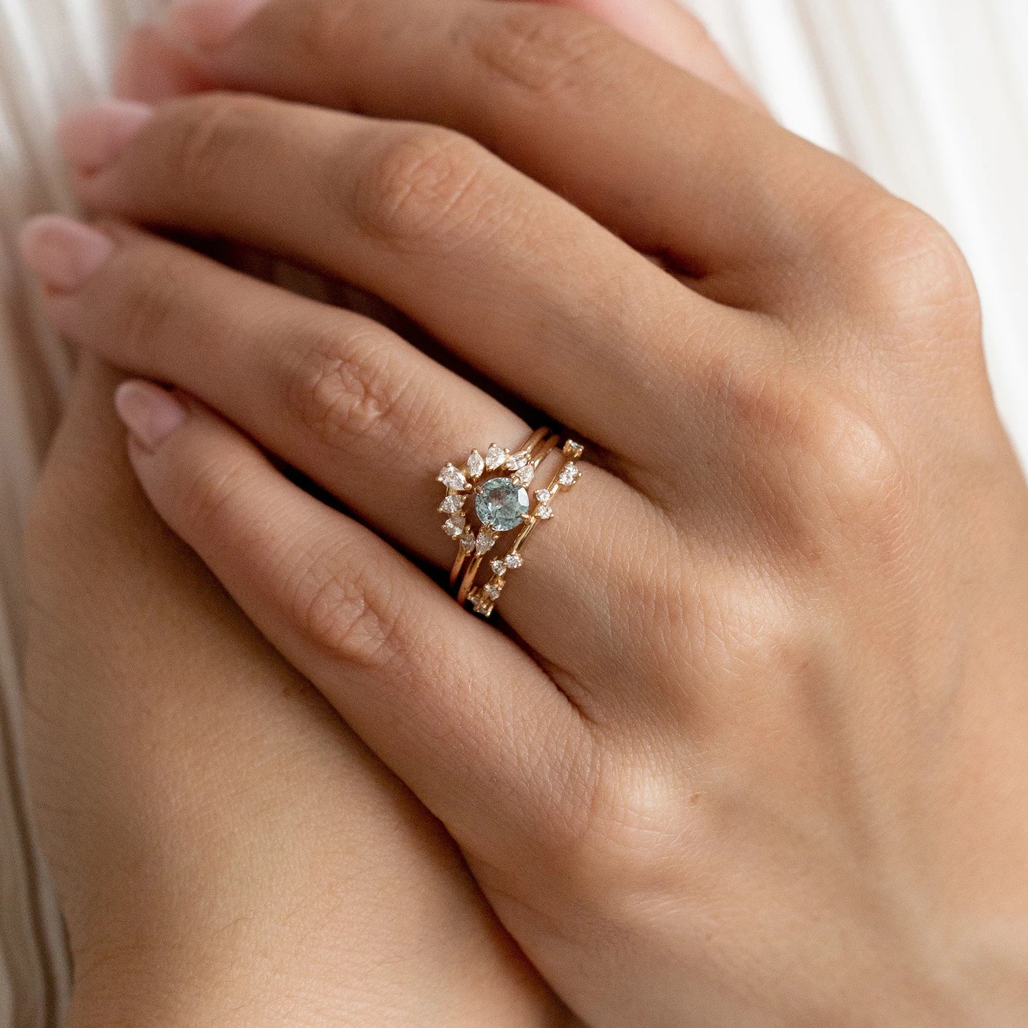 Unique 14K Yellow Gold Ring with Sky Blue Sapphire - Connected Souls Collection | Perfect for Engagements, Anniversaries & Special Occasions