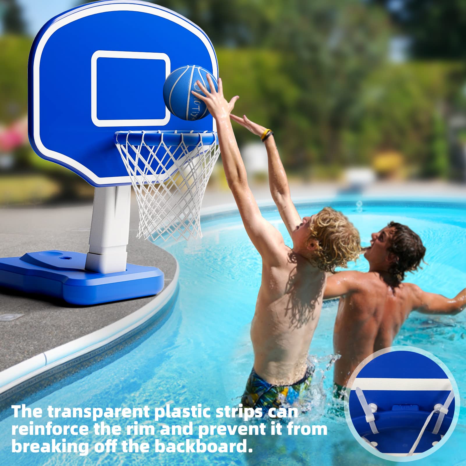 Best Inflatable Swimming Pool Basketball Hoop with Heavy Duty Base - Fun Water Game for Kids & Adults - Perfect for Backyard Pool Parties & Summer Activities