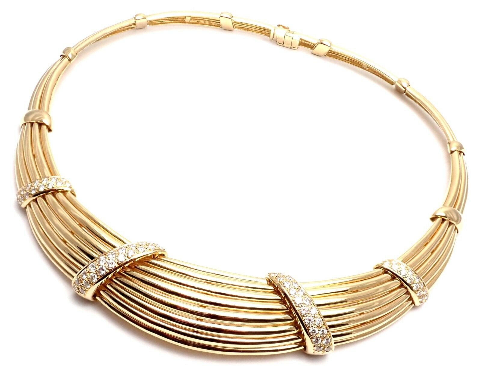 Authentic Van Cleef & Arpels 18K Yellow Gold Diamond Choker Necklace | Vintage Luxury Jewelry for Women | Perfect for Weddings, Anniversaries & Special Occasions