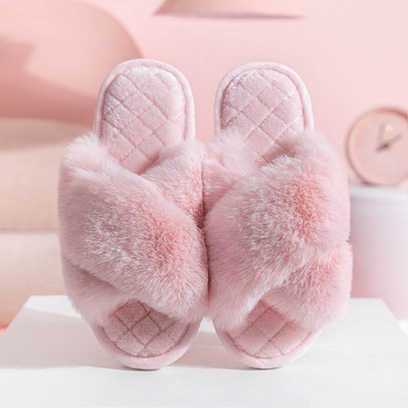 Cozy Cross Strap Plush House Slippers for Women & Men - Soft Indoor Slides for Home, Spa, Dorm & Relaxation